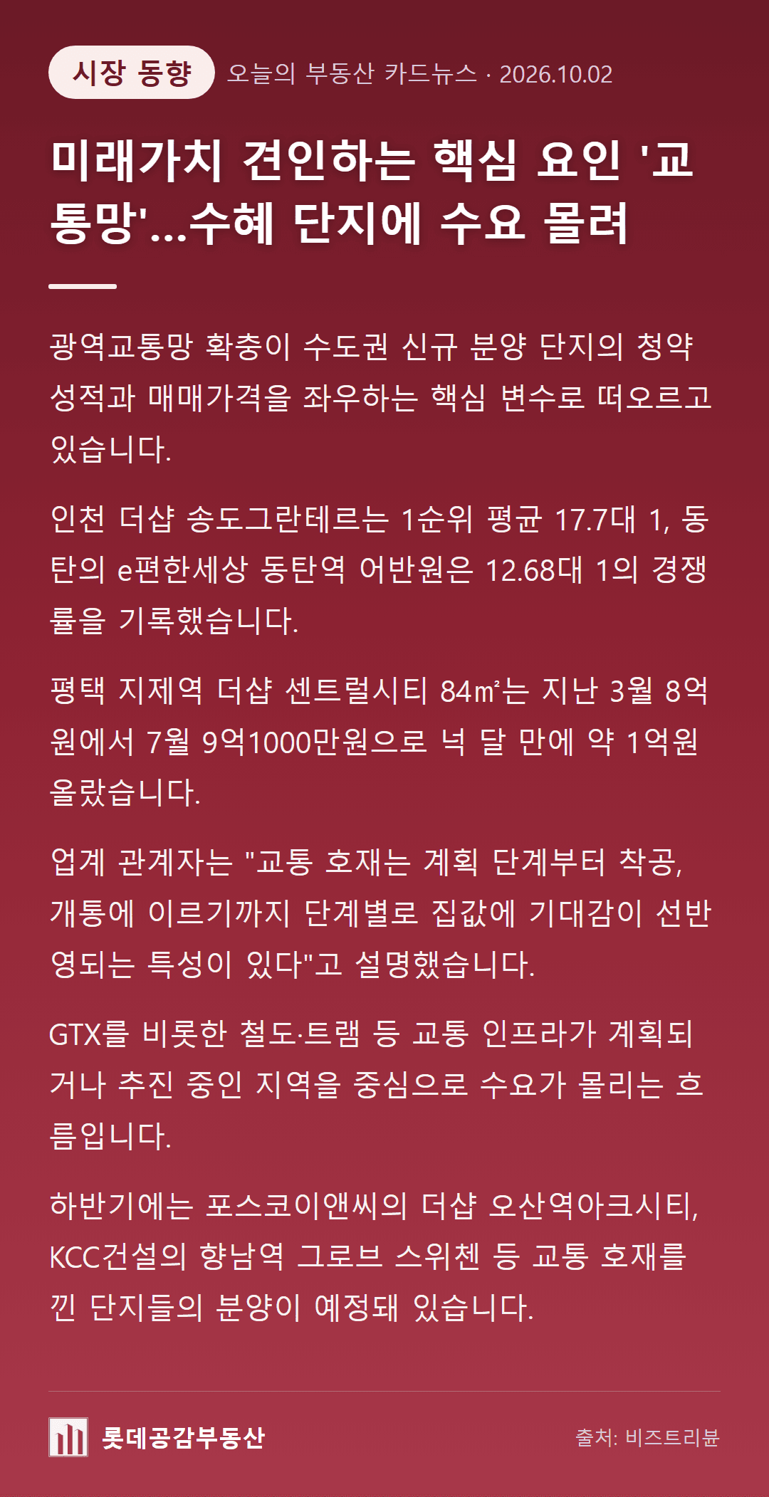 미래가치 견인하는 핵심 요인 '교통망'…수혜 단지에 수요 몰려