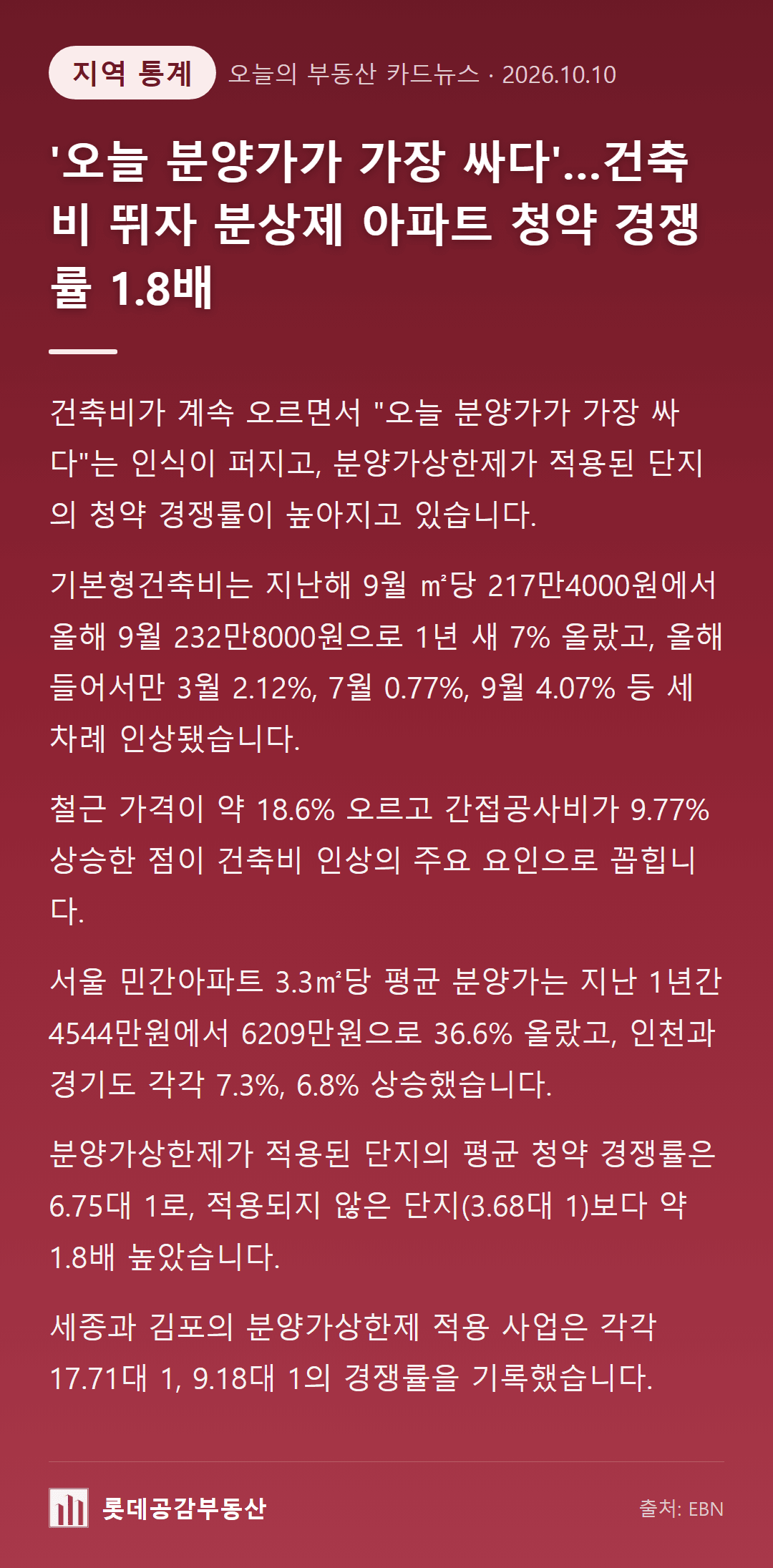 '오늘 분양가가 가장 싸다'…건축비 뛰자 분상제 아파트 청약 경쟁률 1.8배